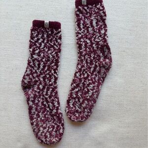 UGG Burgundy and White Marled Warm Cozy Socks